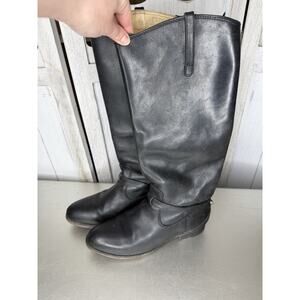 Frye 76975 Black Leather Lindsay Plate Tall Knee High Riding Boot Women’s 5.5